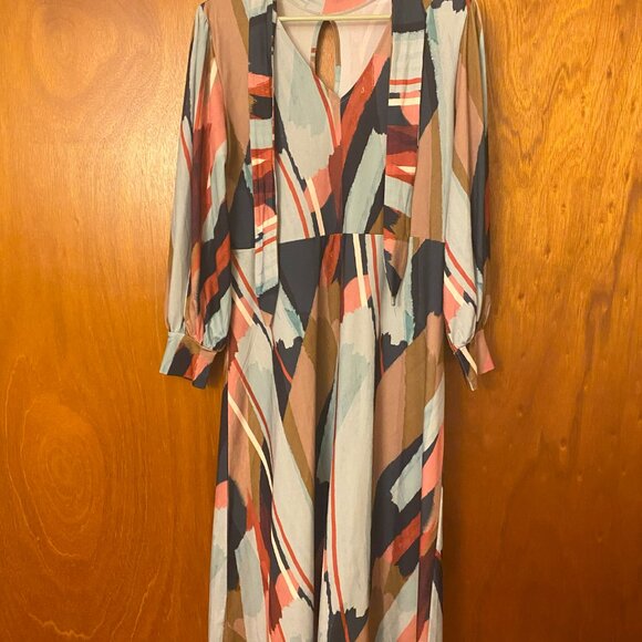Eloquii Multicolor Tie Neck Dress Size 14 - Picture 3 of 3